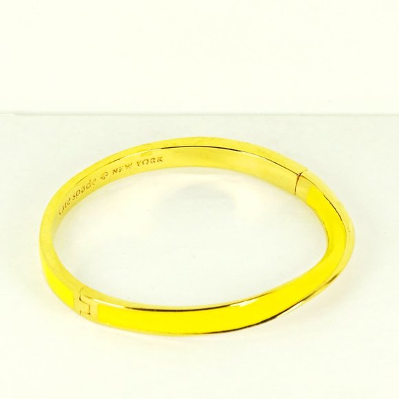 KATE SPADE Gold Plated Yellow Enamel Twisted Hinged Bangle Bracelet - Picture 3 of 7